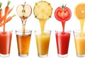 پینے کی غذا کے لruit پھل اور سبزیوں کا رس